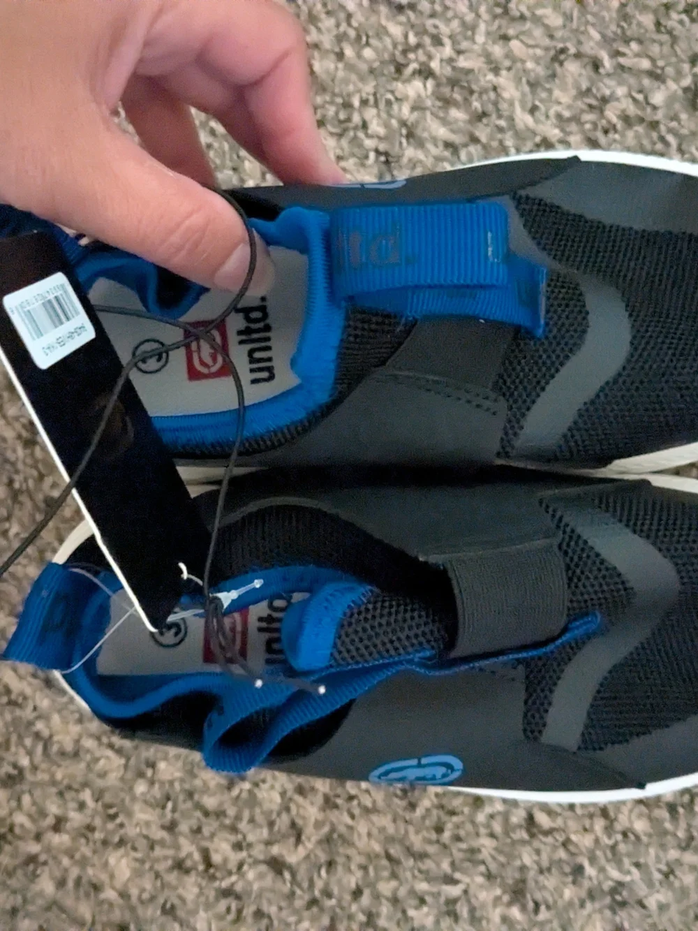 Ecko Unlimited Black & Blue Kids Slip-On Sneakers